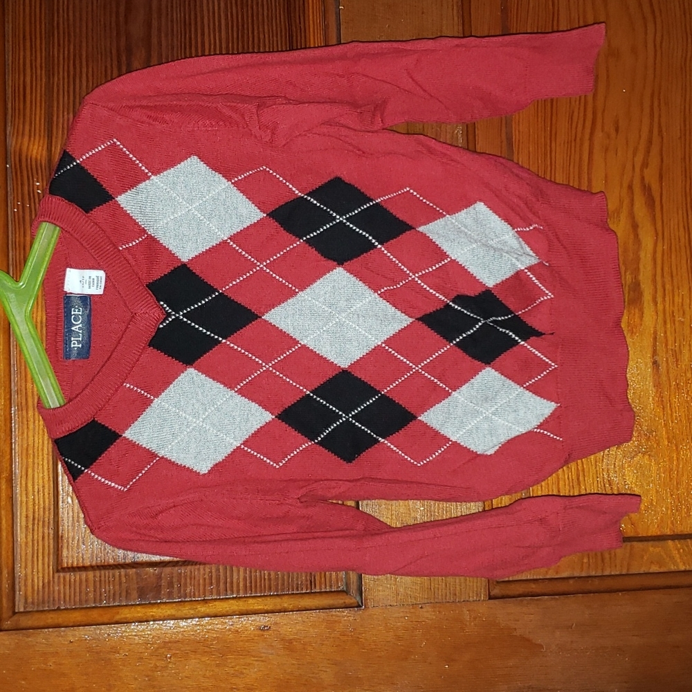 Red Argyle Boy's Sweater